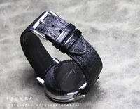 handmade business casual black genuine calfskin leather pin buckle watch wristband watch band strap bracelet 18 19 20 21mm 22mm