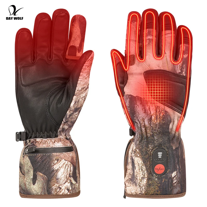 DAYWOLF Heated Gloves Hunting Thermal Motorcycle Windproof Gloves Three Temperature Control Rechargeable