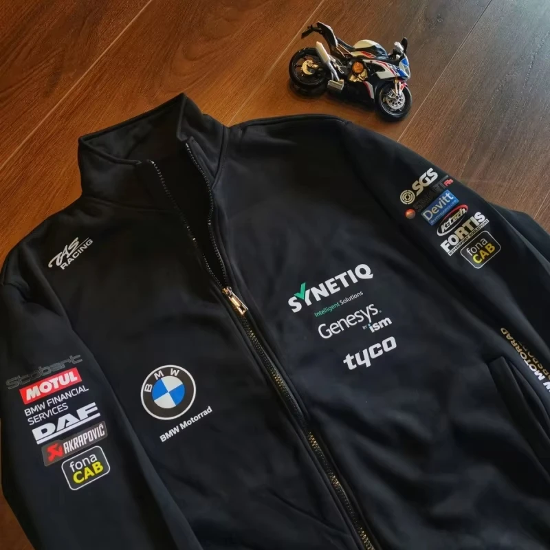 2024 Новый гоночный костюм BMW 3D мотоциклетная куртка с капюшоном воротник-стойка