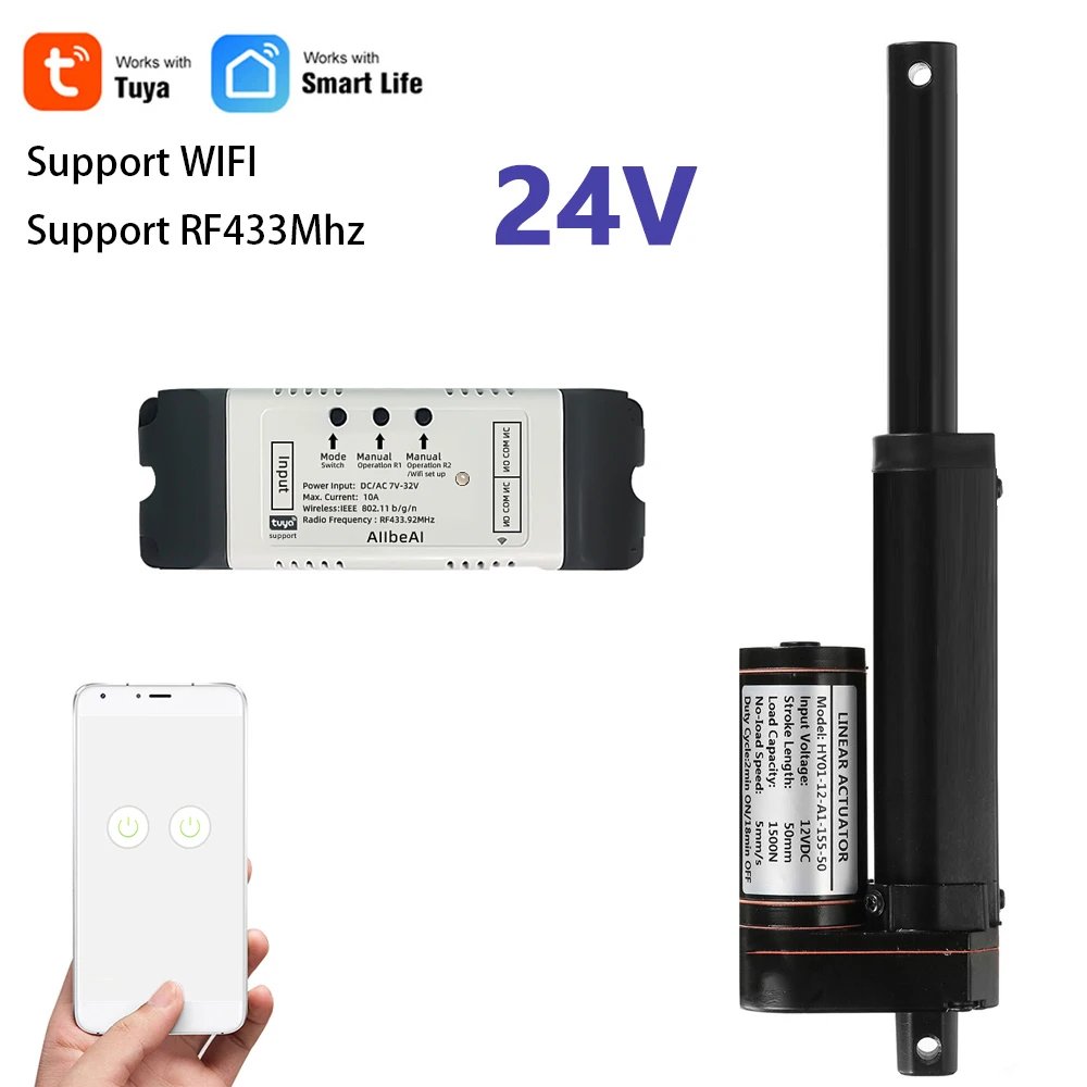 

24V Linear Actuator WIFI Controller Metal Gear Electric Linear Motor 50mm 100mm 150mm 200mm 250mm Stroke WIFI Smart Home