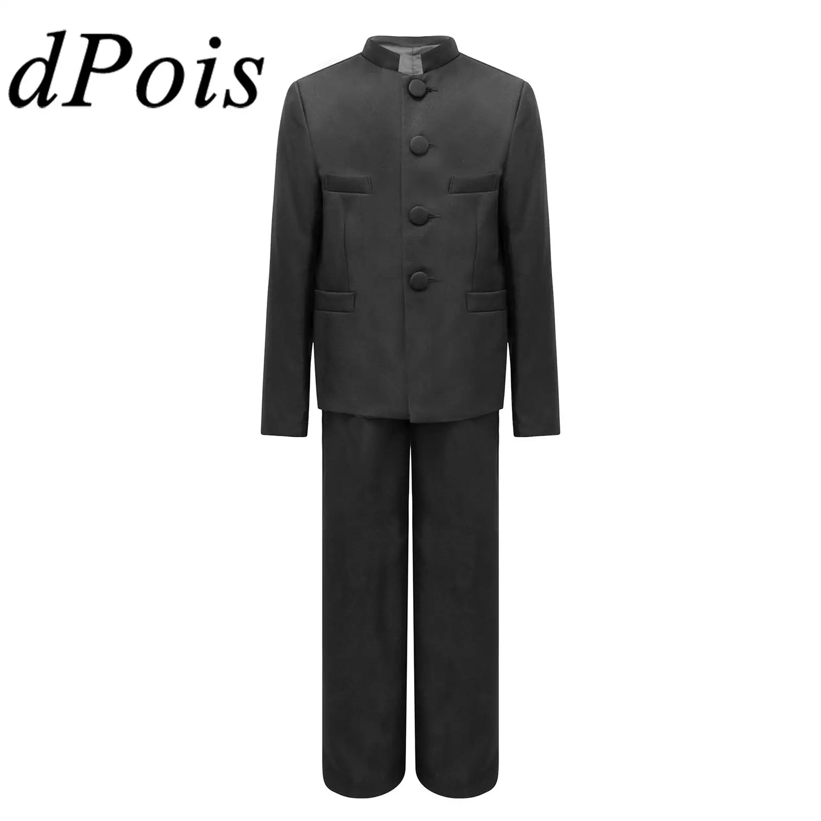 

Kids Boys Chinese Tunic Suit Gentleman Traditional Chinese Clothing Set for Chorus Performance Congratulation Children Tang Suit