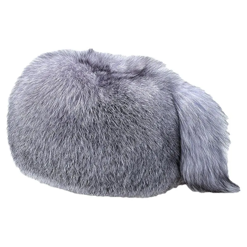 Теплая женская зимняя пушистая Толстая шапка с хвостом из натурального Меха