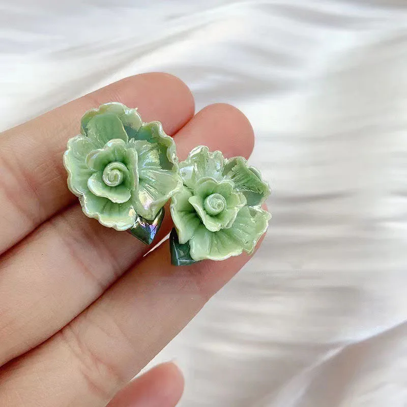 Fashion Colorful Plant Earrings Ceramic material non-allergic Earrings Birthday Gift For Women's Fine Accessories Free Shipping