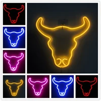 new led neon bull head hanging modeling light party festive decoration night light
