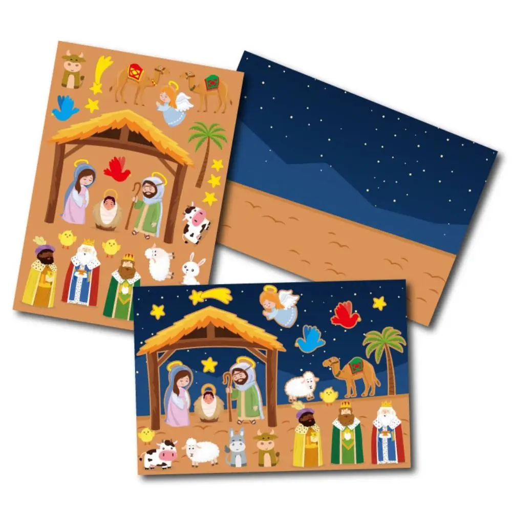 

Nativity Nativity Stickers DIY Recognition Training Puzzle Scenes Stickers Puzzle 24 Sheets DIY Puzzle Games Sticker
