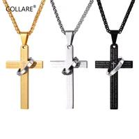 collare cross pendant bible verse men wholesale 316l stainless steel christian jewelry goldblack color necklace women p989