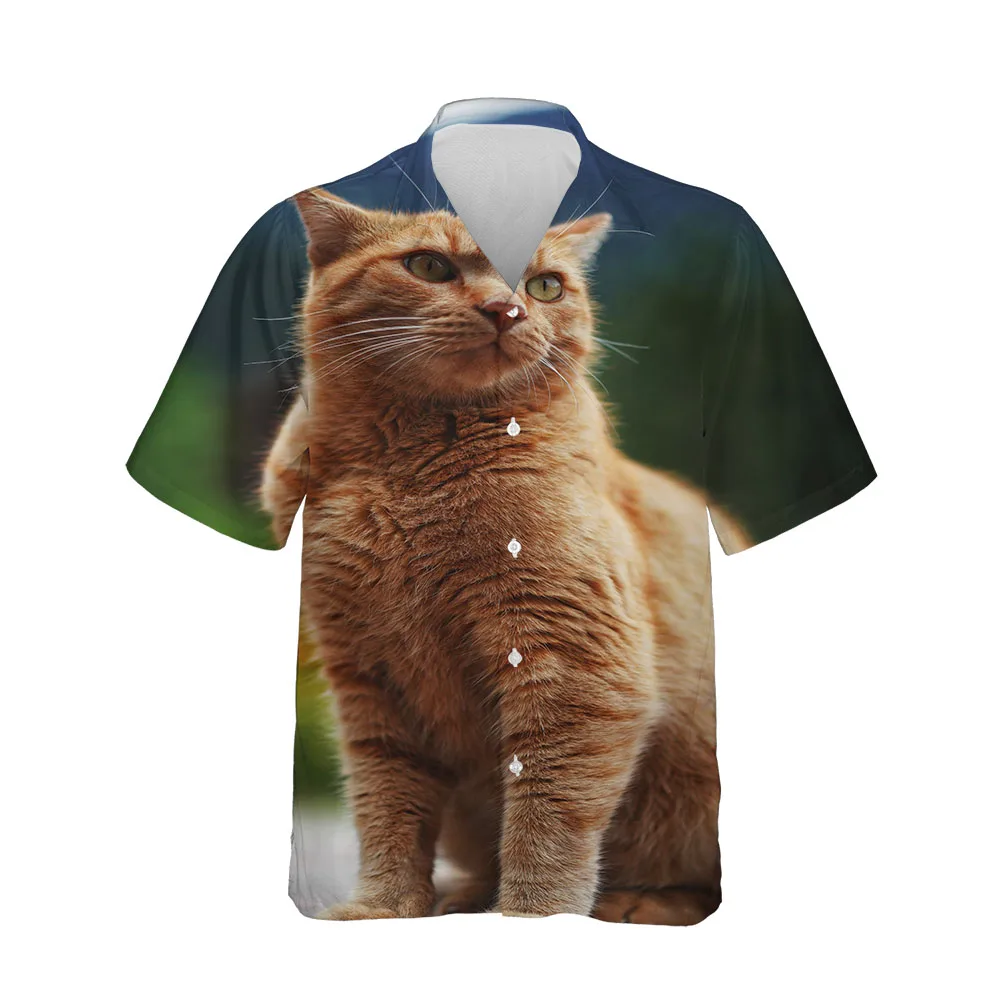 Jumeast 3D Printing 2022 New Hawaiian Men Shirts Summer docile Kitten Men's Short Sleeve Shirts Fashion Breathable Clothing Tops