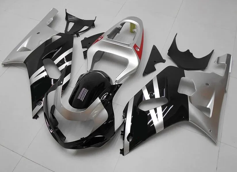 

4Gifts New ABS Fairings Kit Fit For Suzuki GSX-R 600 750 K1 2001 2002 2003 01 02 03 Bodywork Set Black Silver