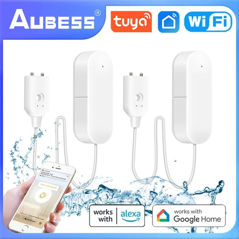 

Умный датчик утечки воды WIFI Tuya, детектор с оповещением об обтечке, удаленный монитор, совместим с приложением Smart Life
