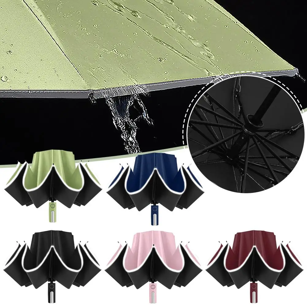 

Automatic Folding Strong Umbrella For Men Women Windproof 10Ribs Reverse Umbrella Wind Resistant Trip Inverted Rain Umbrell A6O6
