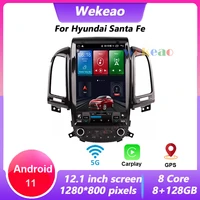 car radio android 11 for hyundai santa fe car radio multimedia video player auto stereo gps carplay tesla screen radio receiver