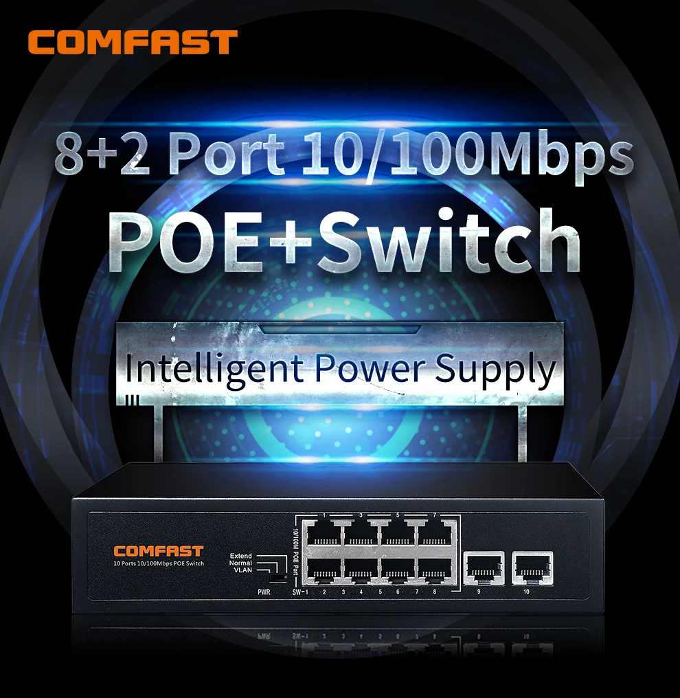 

Коммутатор Ethernet с 8 + 2 10 портами, 100 Мбит/с, 120 Вт