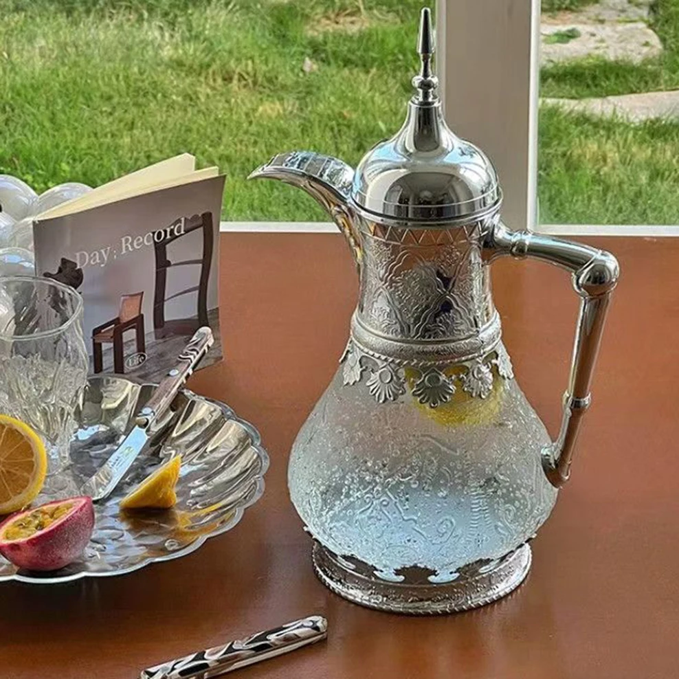 Фото Чайник из тайского стекла с цветами, чайник холодной воды в форме раковины, чайник для французского ресторана, 1,6 л/1,8 л №4