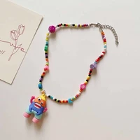 european and american style candy color necklace ladies accessories cute mushroom beaded wild chain party jewelry girl gift