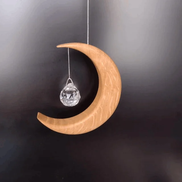 

Wooden crafts moon pendant crystal ball pendant