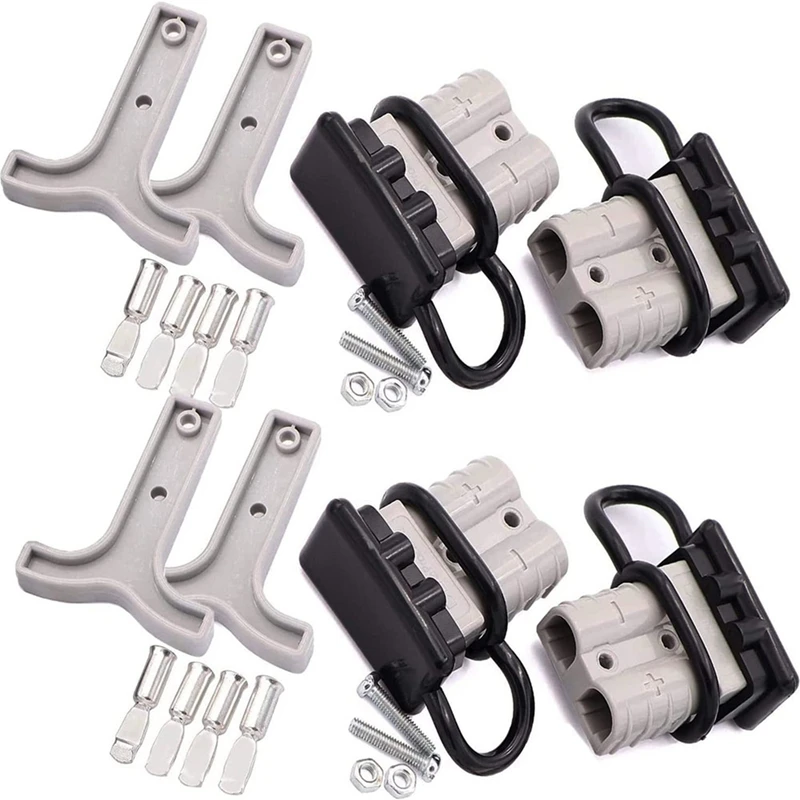 

4Set 600V 50A Battery Power Quick Connector Terminal Spare Parts Connect Plug Disconnect Winch Trailer Connect Grey