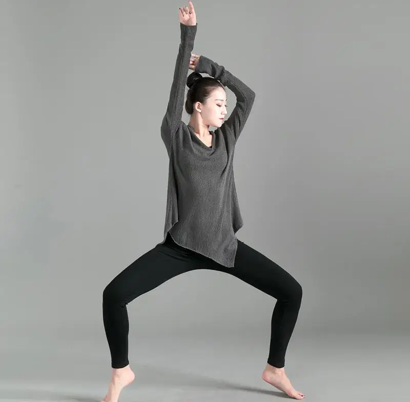 

Autumn and winter uniforms dance dance clothing t female loose irregular large v-neck blouse yoga dance clothes