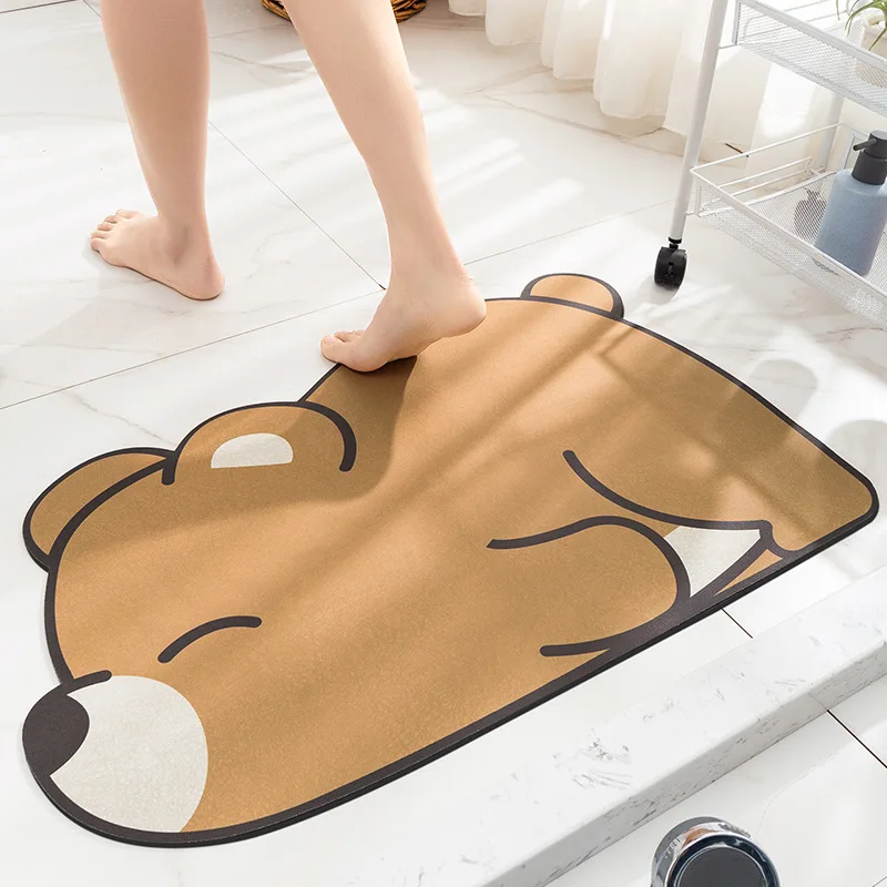 

Quick Drying Super Absorbent Bath Mat Cute Cat Dog Panda Anti-Slip Mat Skin Floor Mats Toilet Carpet Home Decor Bath Rug Home D
