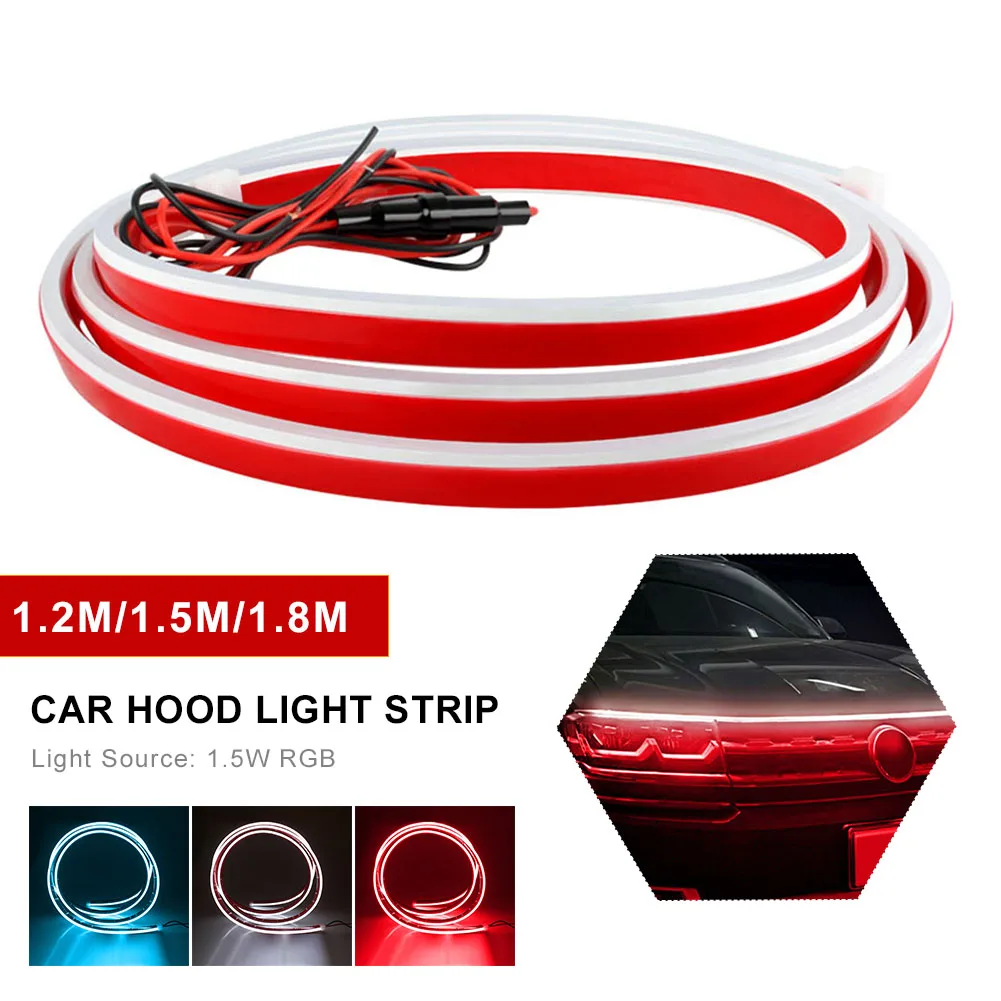 

Universal Car Hood LED Light Strip 12V 1.2m/1.5m/1.8m Scanning Atmosphere Lamp Daytime Running Light Decorative DRL Accessories
