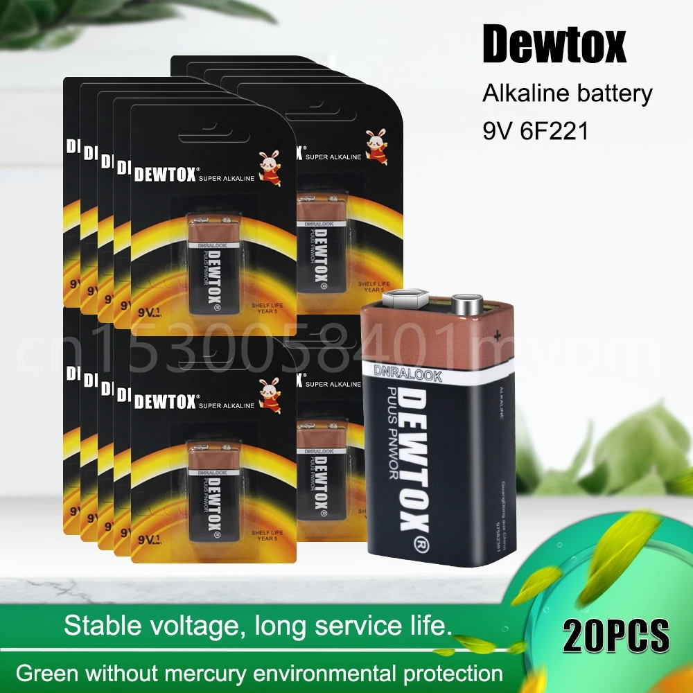 20 шт. новые оригинальные щелочные батареи Dewtox 9 В 6F22 PPP3 6LR61 MN1604 для MP3 Walkman беспроводной дверной звонок гарнитура дымовая сигнализация