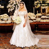 vestido de novia off shoulder long sleeve lace wedding dresses romantic lace appliques wedding gown for bride robe de mari%c3%a9e