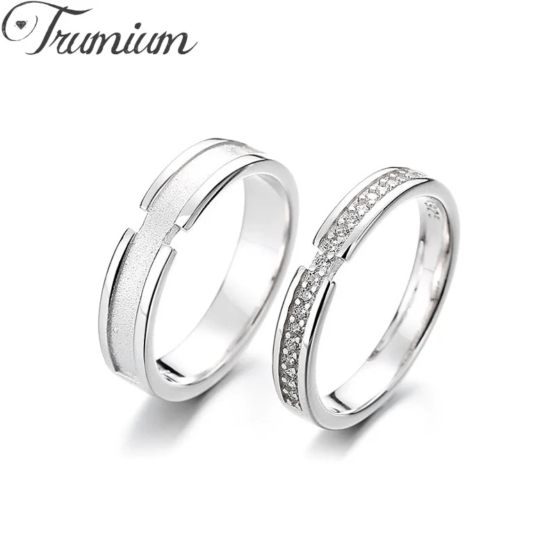 

Trumium 999 Pure Sterling Silver Couple rings Thick Band Rings For Women Men Wedding Engagement Fine Jewelry Free Engraving
