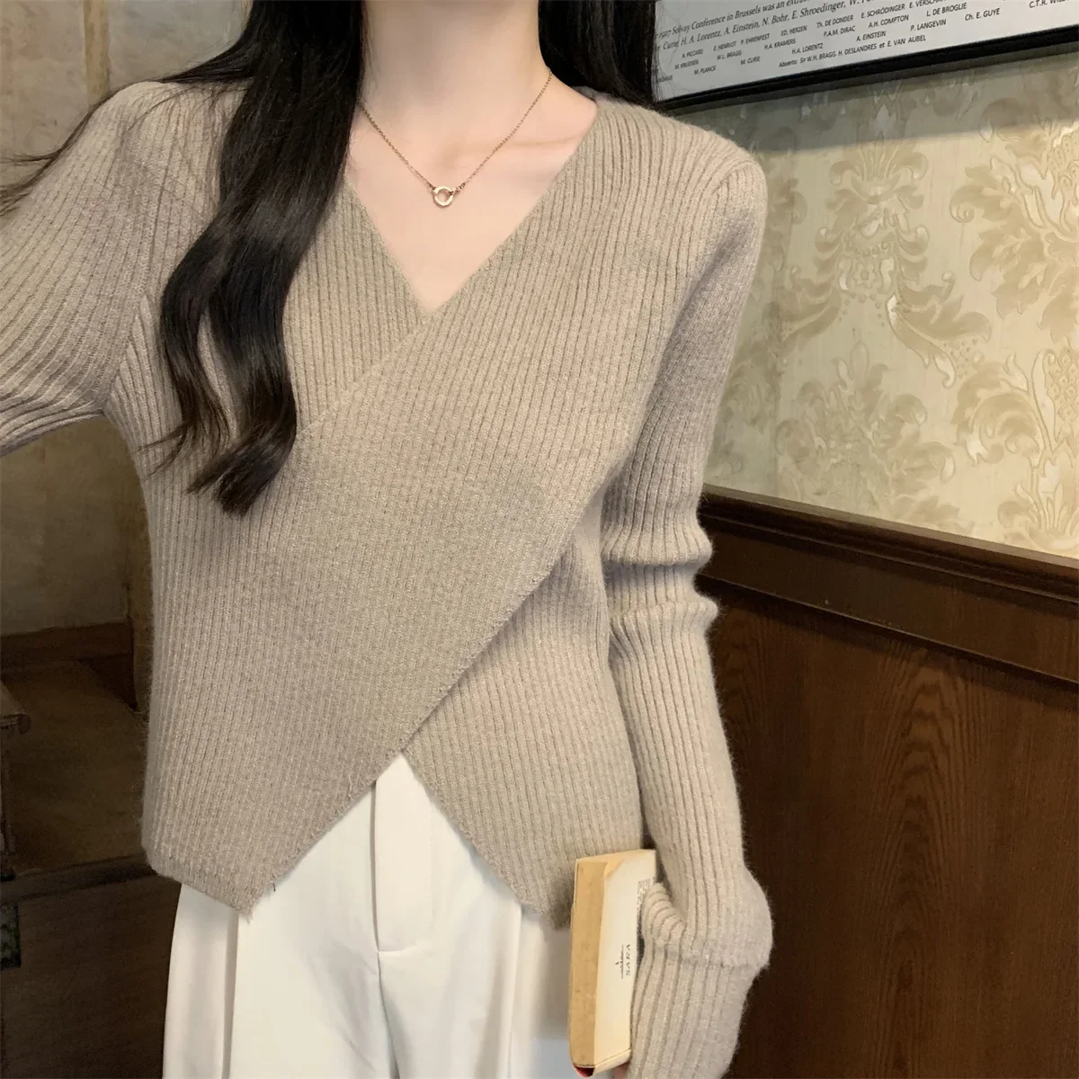 2023 Новое поступление осень/зима корейский стиль элегантный V-образный вырез