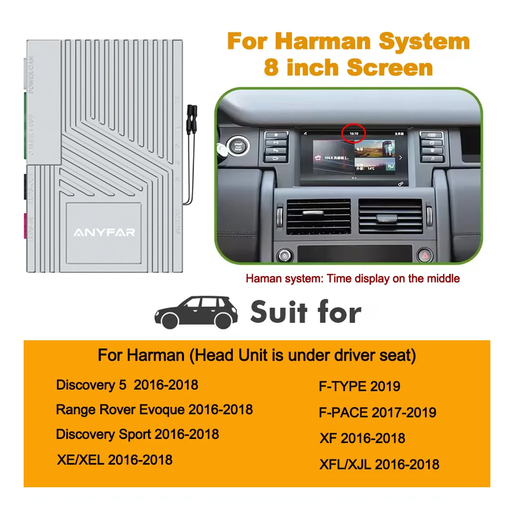 

Беспроводной Carplay Android Auto для Land Rover Jaguar Harman Bosch Discovery 4 Aurora Freelander 2 XE XF XJ