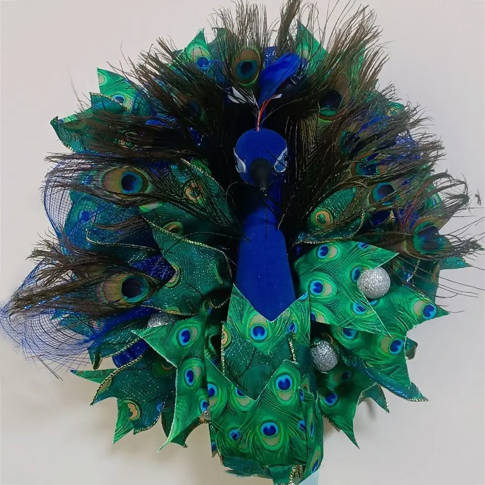 

Висячий венок с павлиньими перьями, украшение для двери в фермерском стиле, великолепный венок с павлиньими перьями