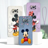 disney mickey minnie couple phone case for xiaomi mi 11 lite poco x4 x3 x2 c31 c3 m4 m3 f4 f3 gt pro nfc 5g liquid rope cover