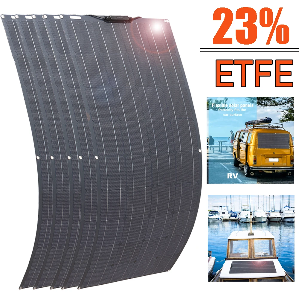 

ETFE Solar Panel 600W High Efficiency 23% 12V 24V Battery Charger Photovoltaic Panel System for Home Car Boat Camper Waterproof