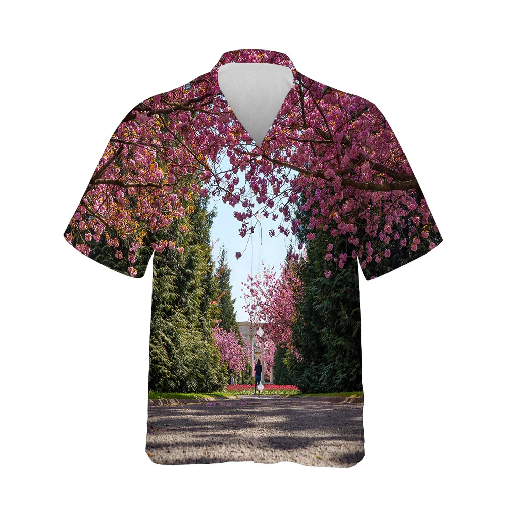 Jumeast 3D Men's Clothing Fashion Sakura Shirts For Men Casual Mens Hawaiian Shirt Short Sleeve Comfortable Streetwear Blouses