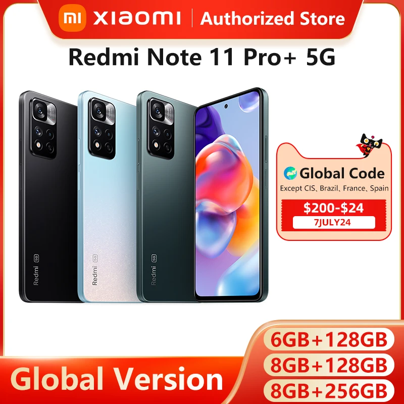 Global Version Xiaomi Redmi Note 11 Pro+ 5G Plus Smartphone 120W HyperCharge Dimensity 920 120Hz AMOLED 108MP
