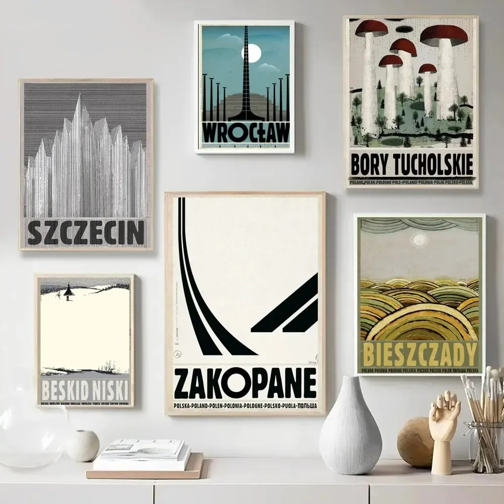 Винтажный Городской Пейзаж Постер Польша Bielawa Słodowa Wola Холст Картина Настенное