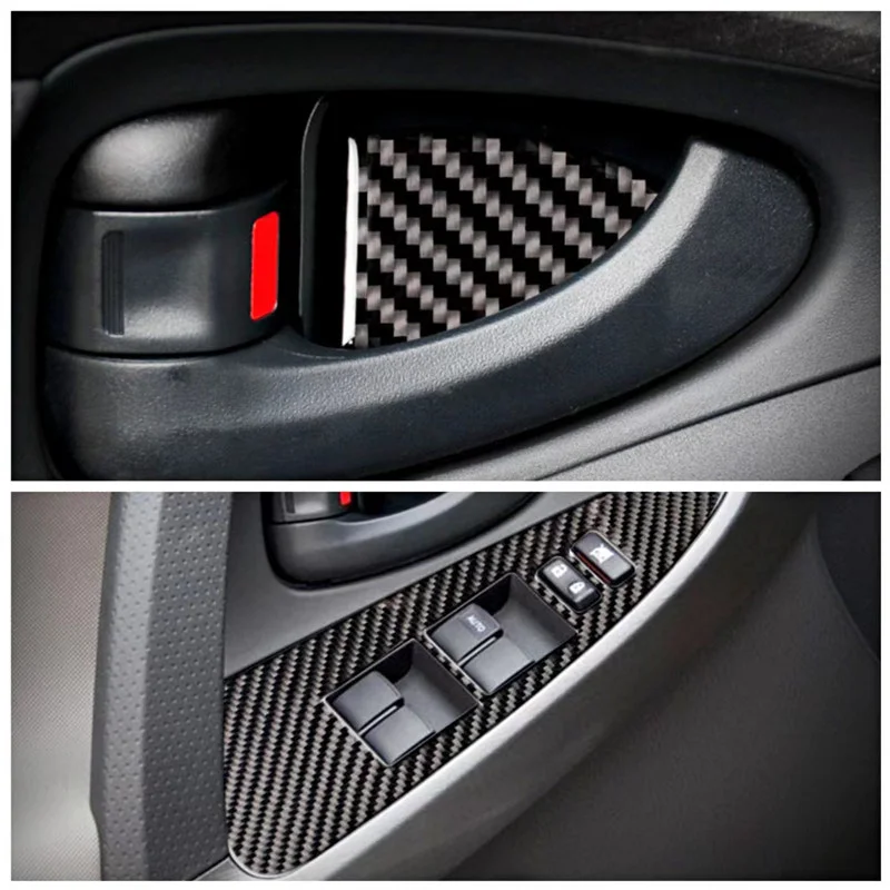 

Carbon Fiber Car Inner Door Bowl Windows Control Panel Cover Trim Decal Stickers For Toyota RAV4 06-13 Car Interior Accessories