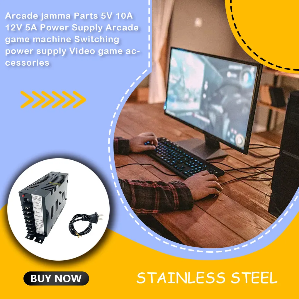 

Zinc Alloy Game Machine Power Supply Portable Replacement Professional Upgrading Part Component Accessories EU Plug