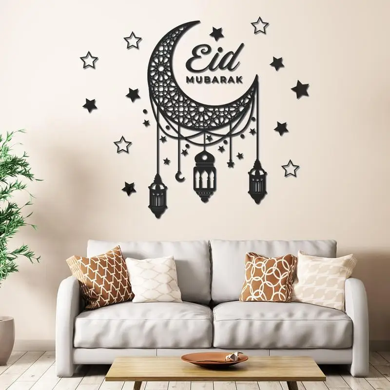 

2D Eid Mubaraks Wall Sticker Moon Star Wall Decal Acrylic Ramadans Decoration For Home Islamic Muslims Ramadans Castle Mural