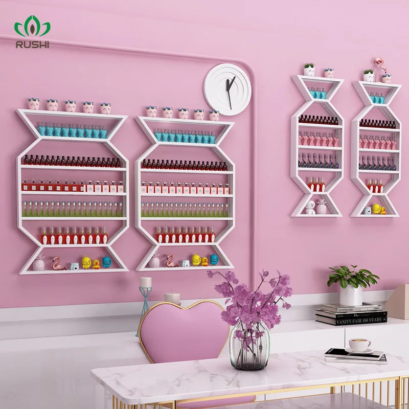 

Finger Nail Polish Shelf Wall-Mounted Manicure Display Rack Internet Celebrity Glue Holder Salon Wall