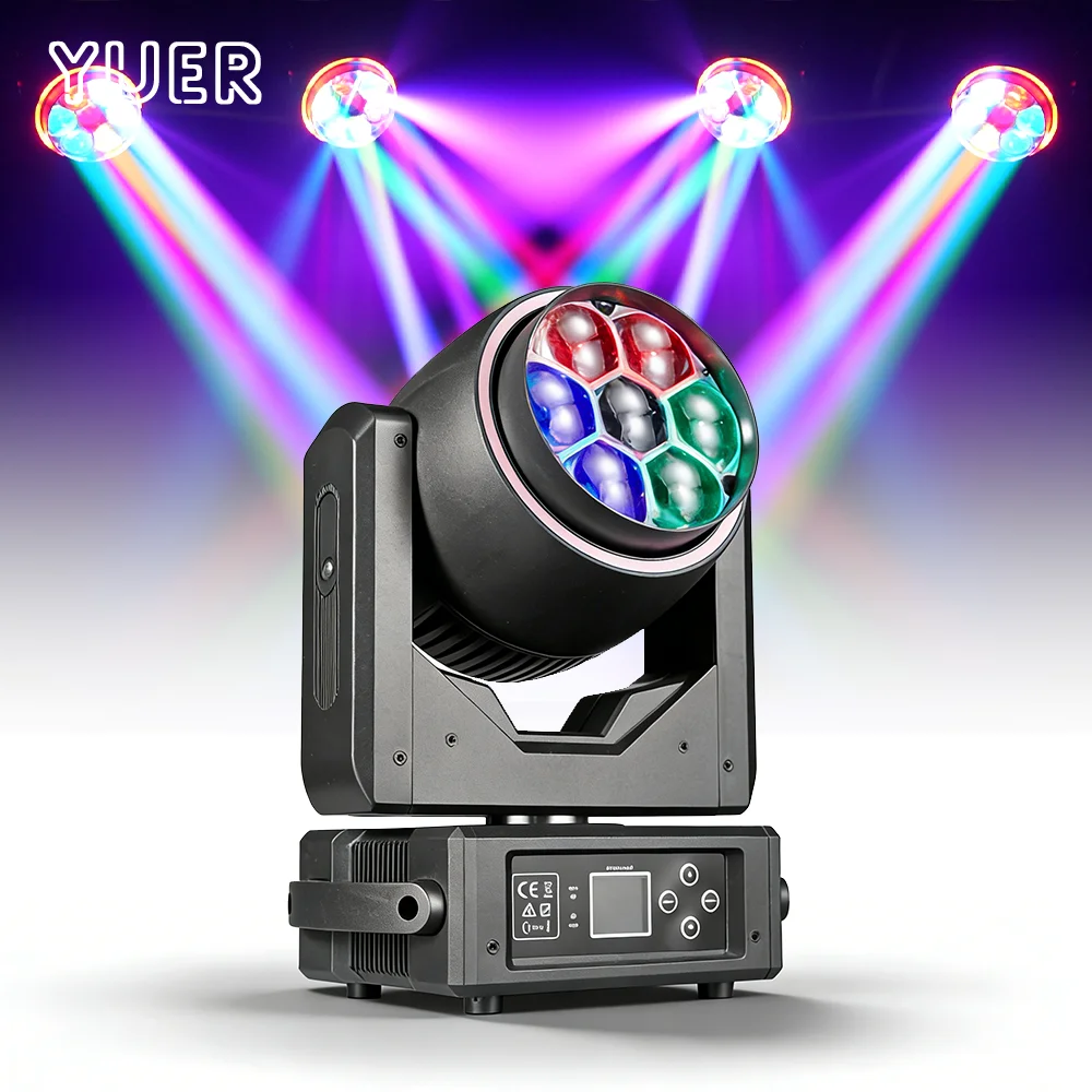 Фото Светодиодный прожектор YUER MINI 7X40W 4-в-1 RGBW с эффектом движущейся головы, световой эффект для сцены, мигающий луч, эффект окраски для диджеев, дискотек, вечеринок, баров, свадеб, клубов №1