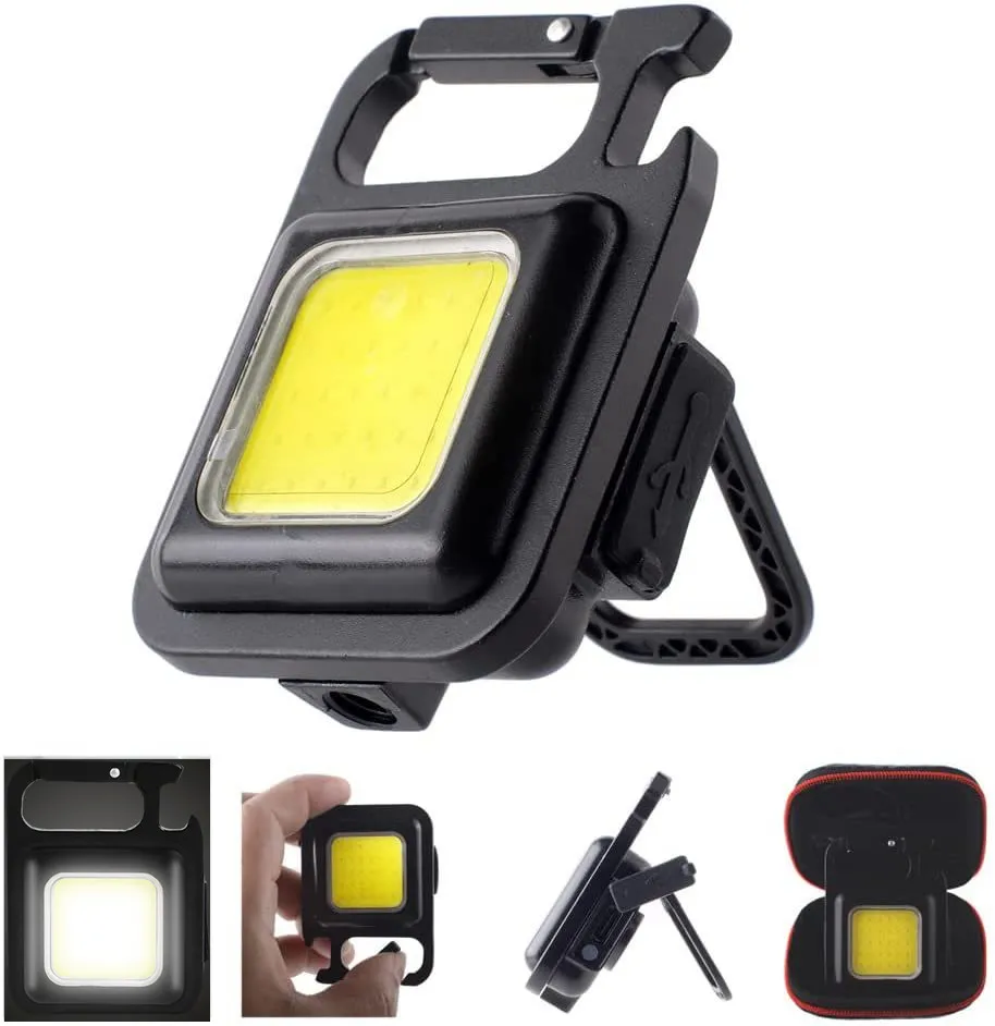 

Portable Flashlight Keychain Mini LED Light Glare COB USB Charging Emergency Lamps Work Light Outdoor Camping Light Corkscrew
