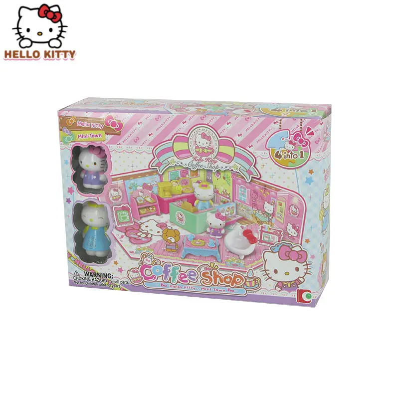 

Аниме периферийные устройства Hello Kitty Sanrio, новинка, милые игрушки для игрового домика, креативные Мультяшные уличные Угловые истории, игрушки для кофейни, милые подарки