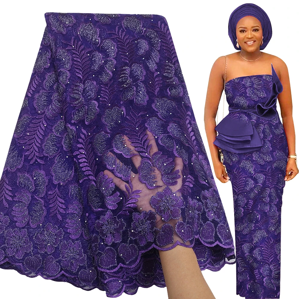 Элегантная африканская кружевная ткань Bestway 5 ярдов Высокое качество Стразы