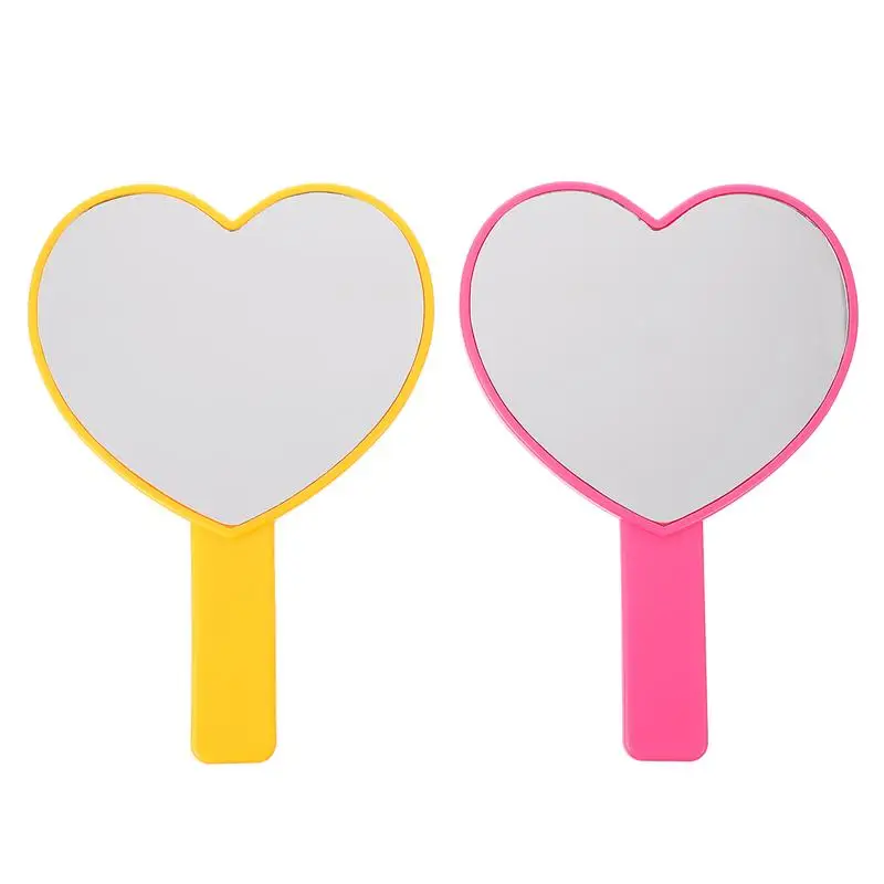 2 Pcs Heart-Shaped Handheld Makeup Mirror Portable Compact Heart Cosmetic Vanity |