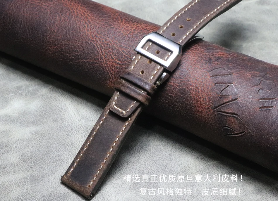 

Genuine Leather Watchbadns 20mm 21mm 22mm Women Men Crazy Horse Skin Folding buckle Cowhide Watch Band Strap Watch Accessories