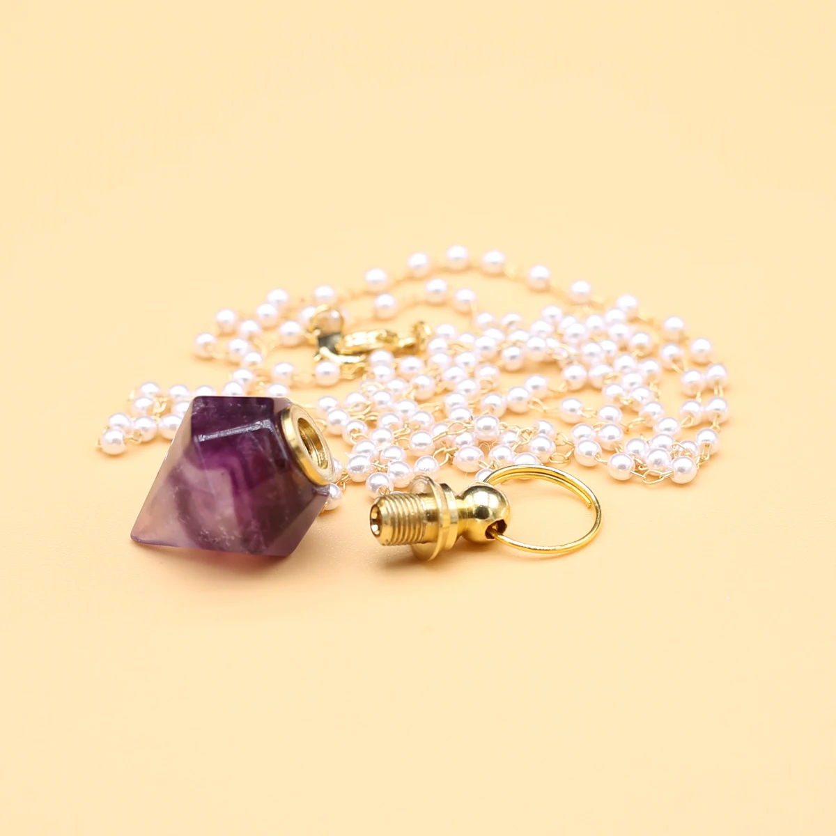 

Natural Stone Perfume Bottle Necklace Gold Stainless steel Chain Essential oil Diffuser for Women Necklace Jewelry Party Gifts