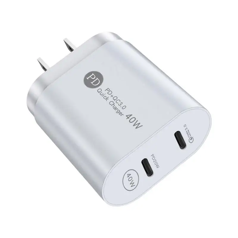 

Dual Port Wall Charger Cell Phone Wall Chargers With Dual Ports 40w Super Fast Charger Type C Wall Plug Adapter Block For Phone