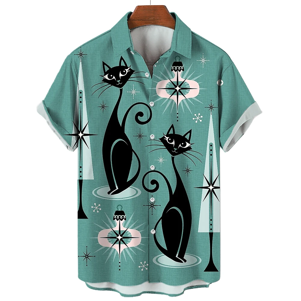 2023 Shirt Cat Animal Print Top Graphic T-shirt Fashion Short Sleeve Harajuku Casual shirt Beach Unisex shirt Oversized clothes