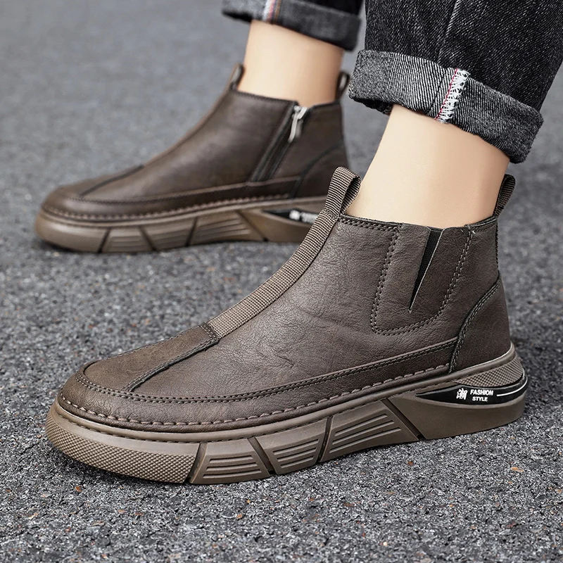 

Outdoor Boots New Men's Shoes Casual Ankle Side Zipper Men's Boots Classic Comfortable Non-slip Work Boots Zapatos Para Hombres