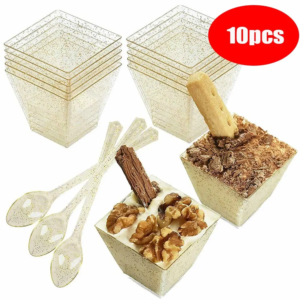 

10/30/50pcs Home & Kitchen Bakeware Party Supplies Transparent Spoons Disposable Cups Mousses Pastry Tools Dessert Cup