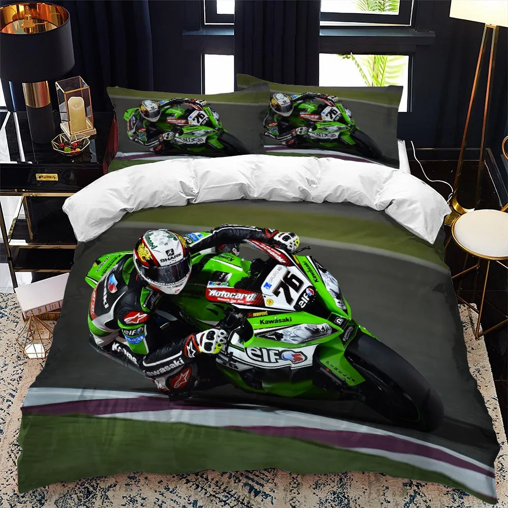

Motorcycle rider bed duvet cover set queen calico Twin size comforter bedding set Single complete set